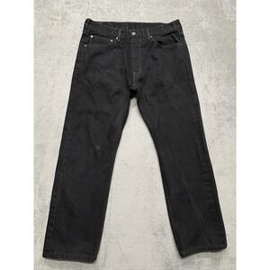Levis 505 Jeans Mens Measured 36x28 Black Straight Leg Denim Classic 100% Cotton